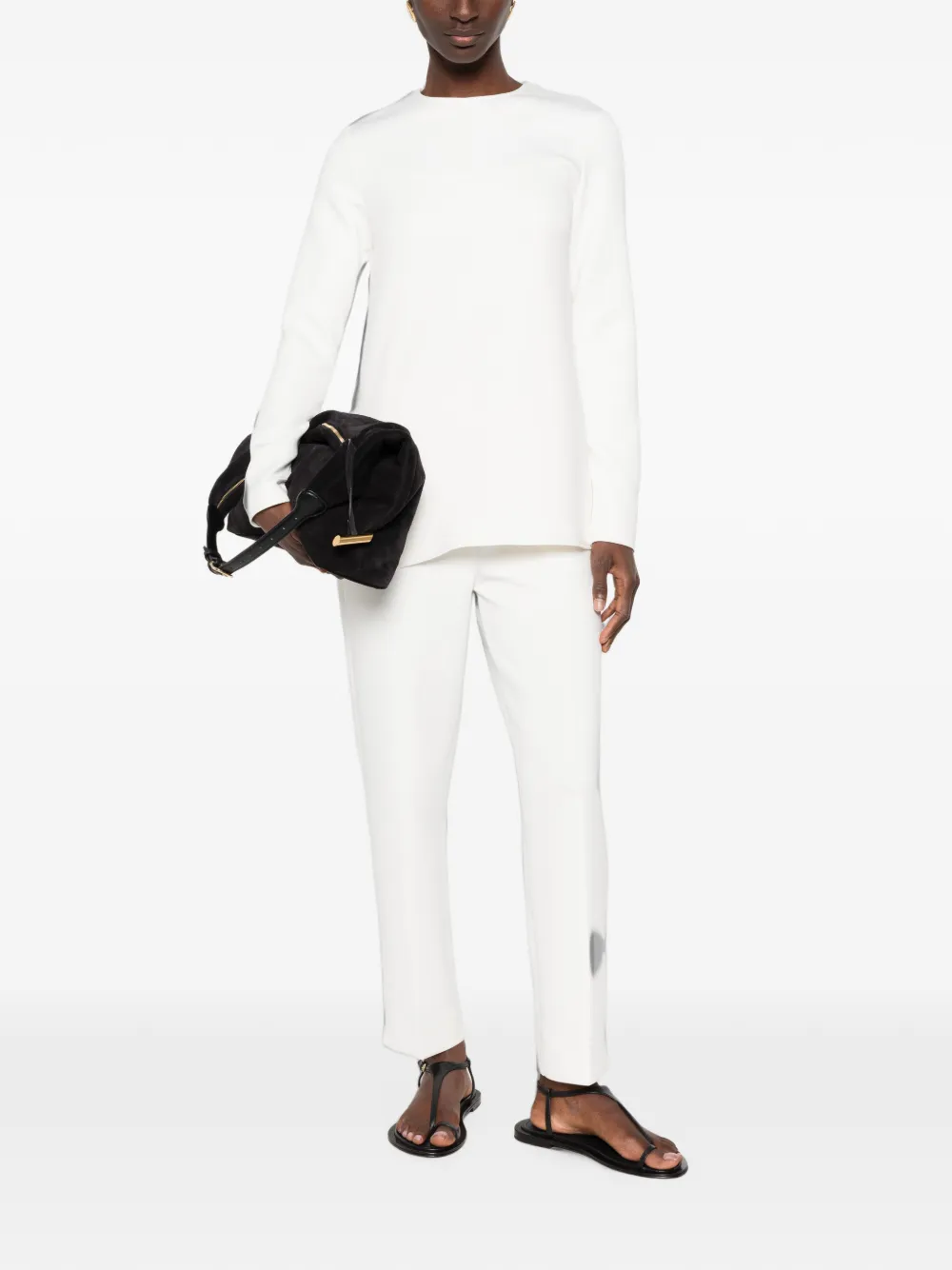 Max Mara Feroce broek met toelopende pijpen en split Wit