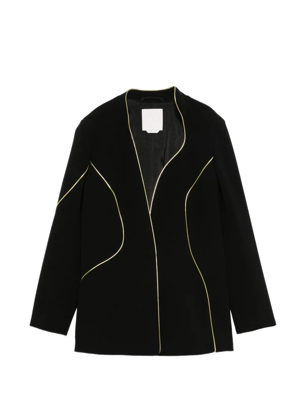 Marina Rinaldi Pietre piped-trim collarless blazer