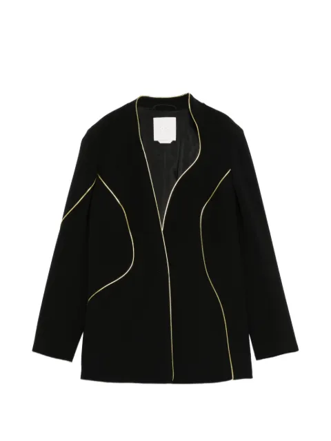 Marina Rinaldi Pietre piped-trim collarless blazer