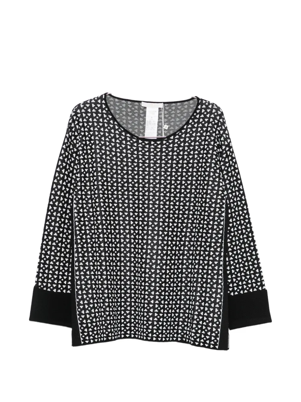 Marina Rinaldi geometric-pattern long-sleeve sweater - Nero