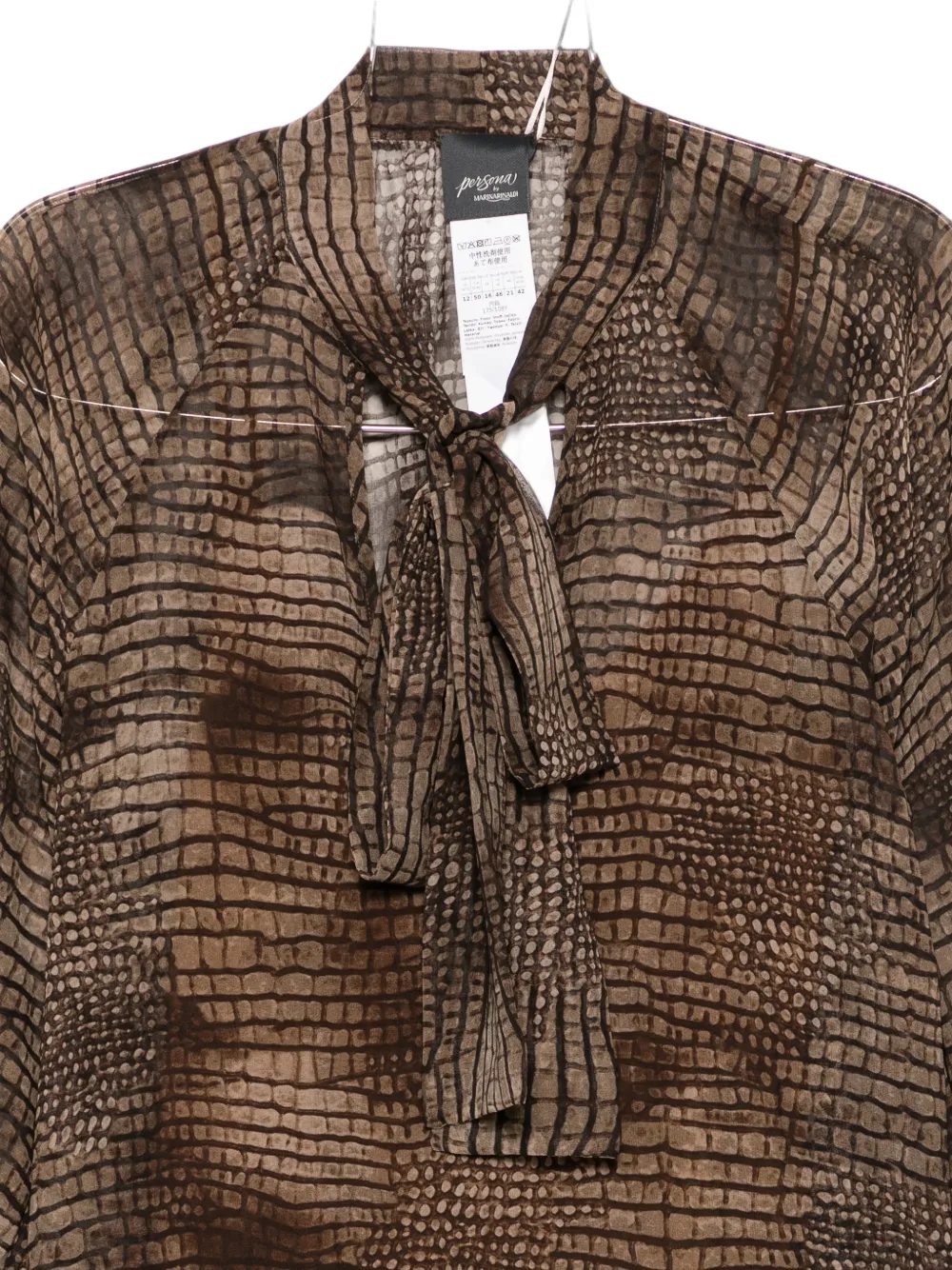 Marina Rinaldi Tapioca blouse met krokodillen-reliëf Bruin