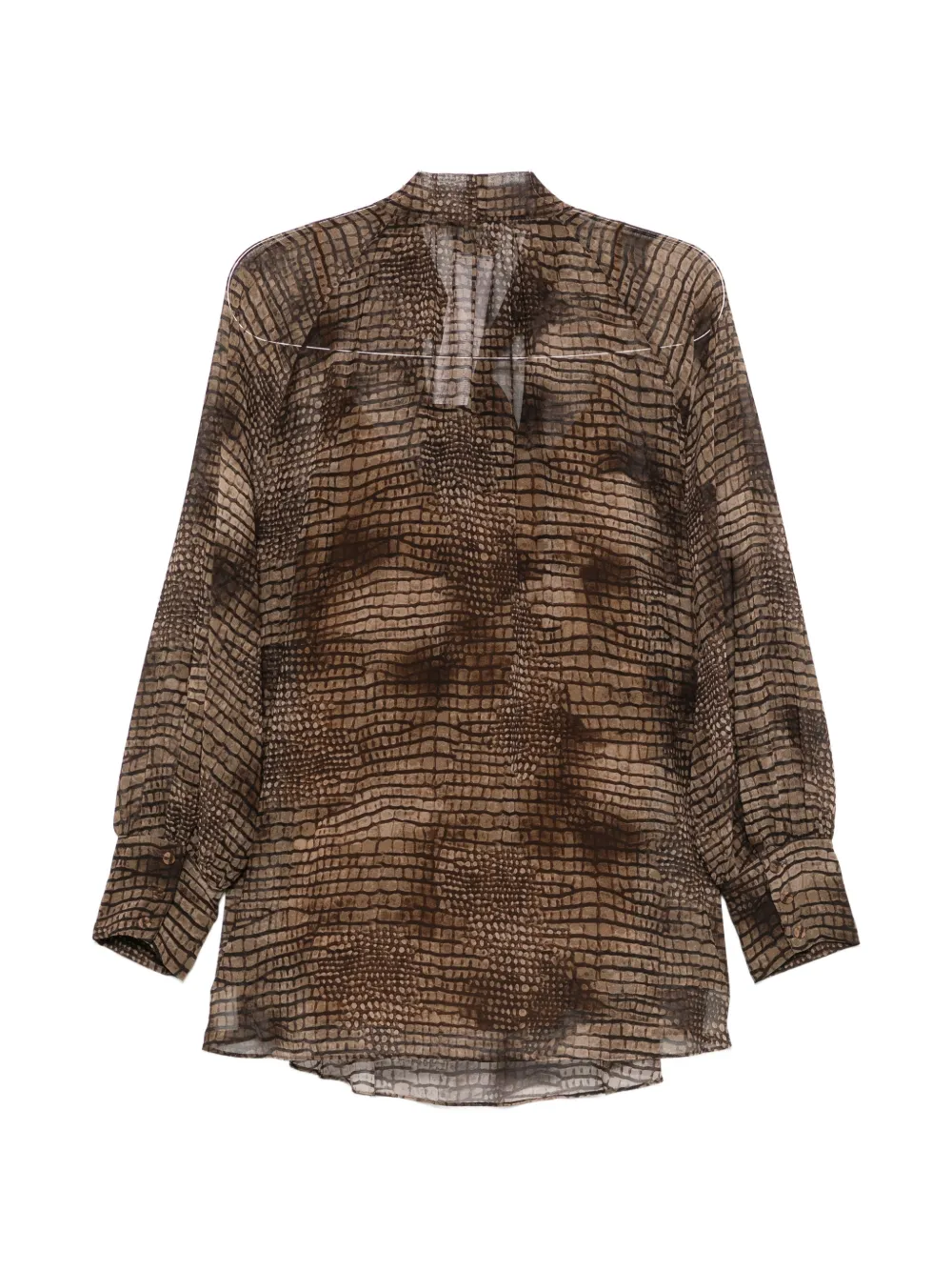 Marina Rinaldi Tapioca blouse met krokodillen-reliëf Bruin