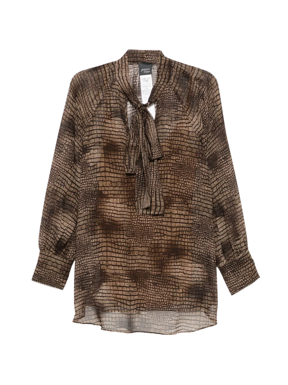 Marina Rinaldi Tapioca crocodile-effect pussy-bow blouse