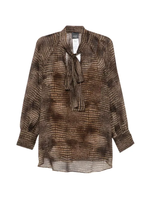 Marina Rinaldi Tapioca crocodile-effect pussy-bow blouse