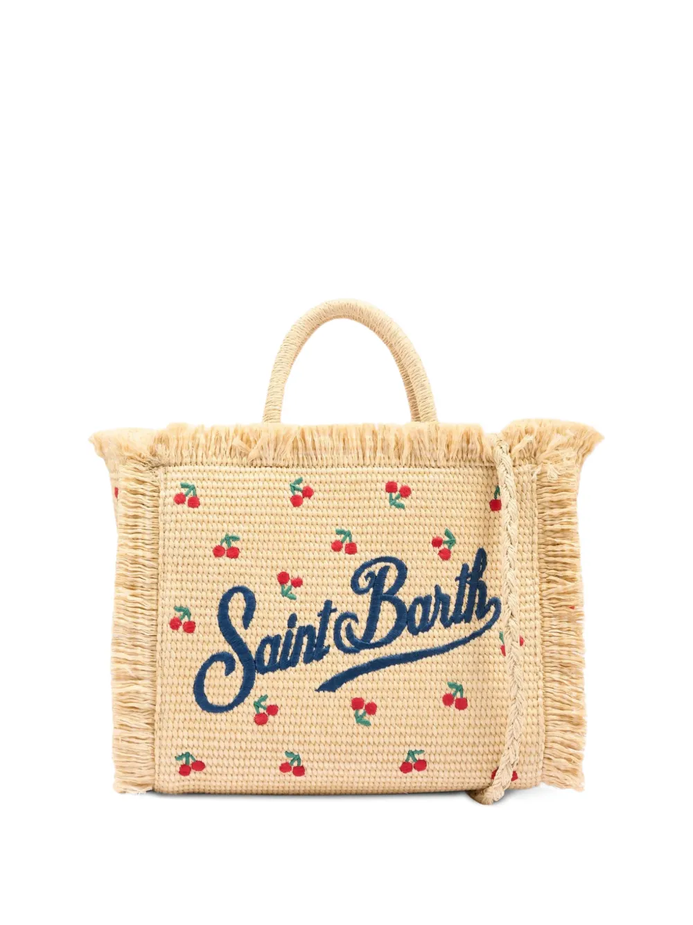 MC2 Saint Barth Kids Colette Straw cherry-embroidered tote bag - Toni neutri
