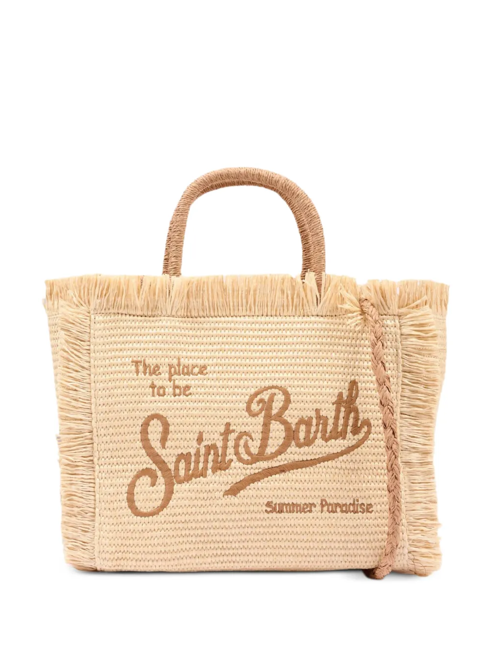 MC2 Saint Barth Kids Colette embroidered fringe tote bag - Nude