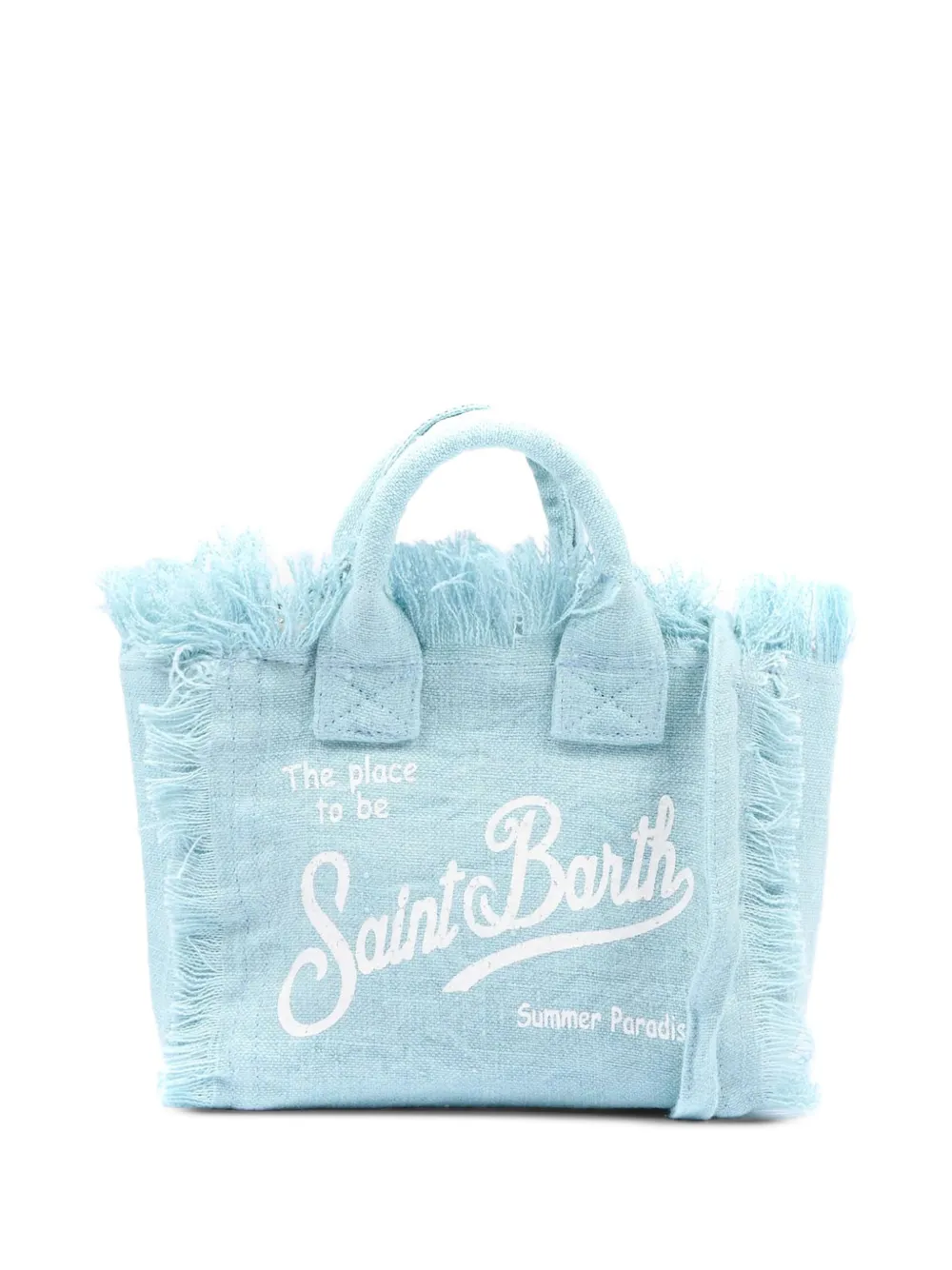 MC2 Saint Barth Kids Vanity striped frayed tote bag - Blu