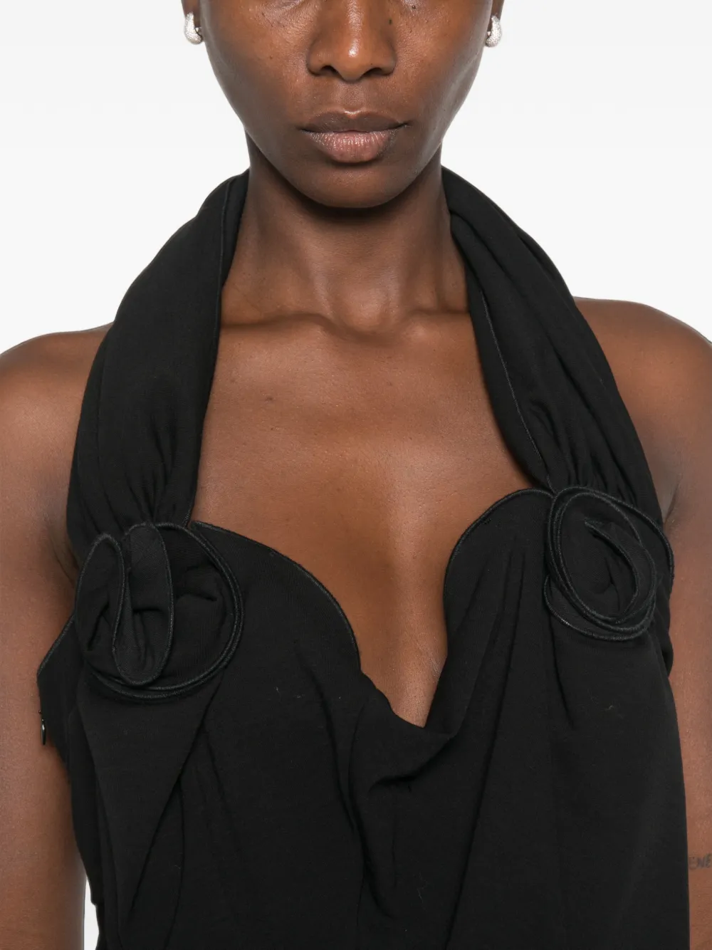 Magda Butrym Gedrapeerde maxi-jurk met rozet-detail Zwart