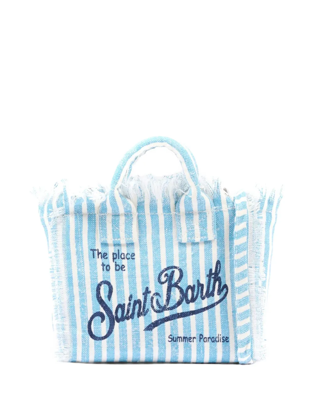 MC2 Saint Barth Kids striped frayed tote bag - Blu