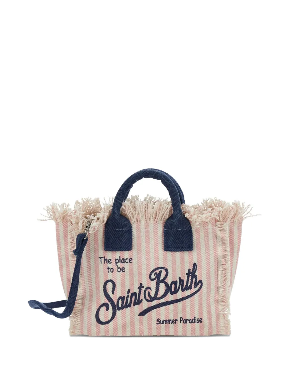 MC2 Saint Barth Kids striped frayed-edge tote bag - Rosa