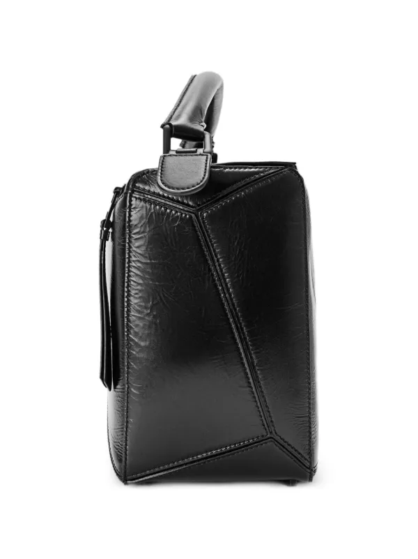LOEWE Large Puzzle Bag In Paper Calf | Black | FARFETCH