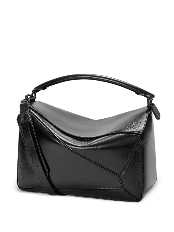 Loewe Large Puzzle Bag in Paper Calf in Black