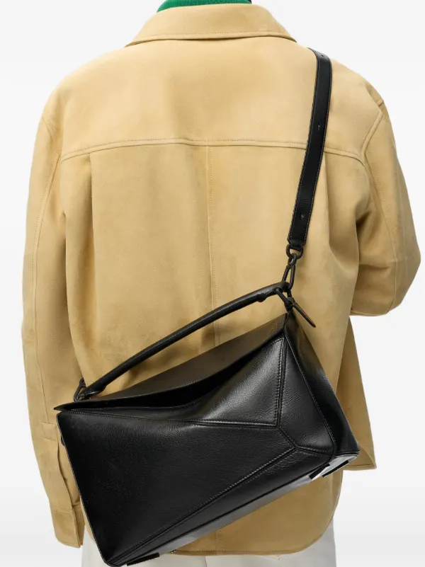 LOEWE Large Puzzle Bag In Paper Calf | Black | FARFETCH