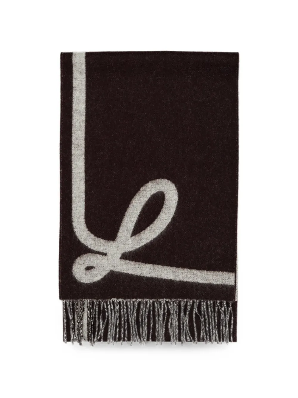 LOEWE fringed-hem scarf - Marrone