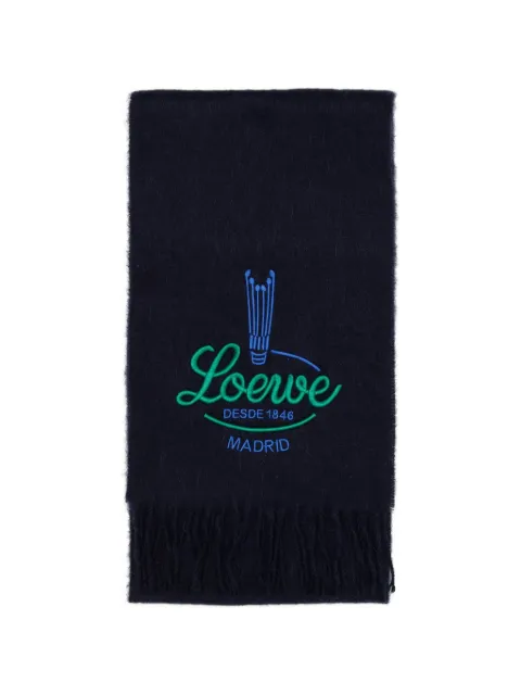 LOEWE logo-embroidered fringed scarf
