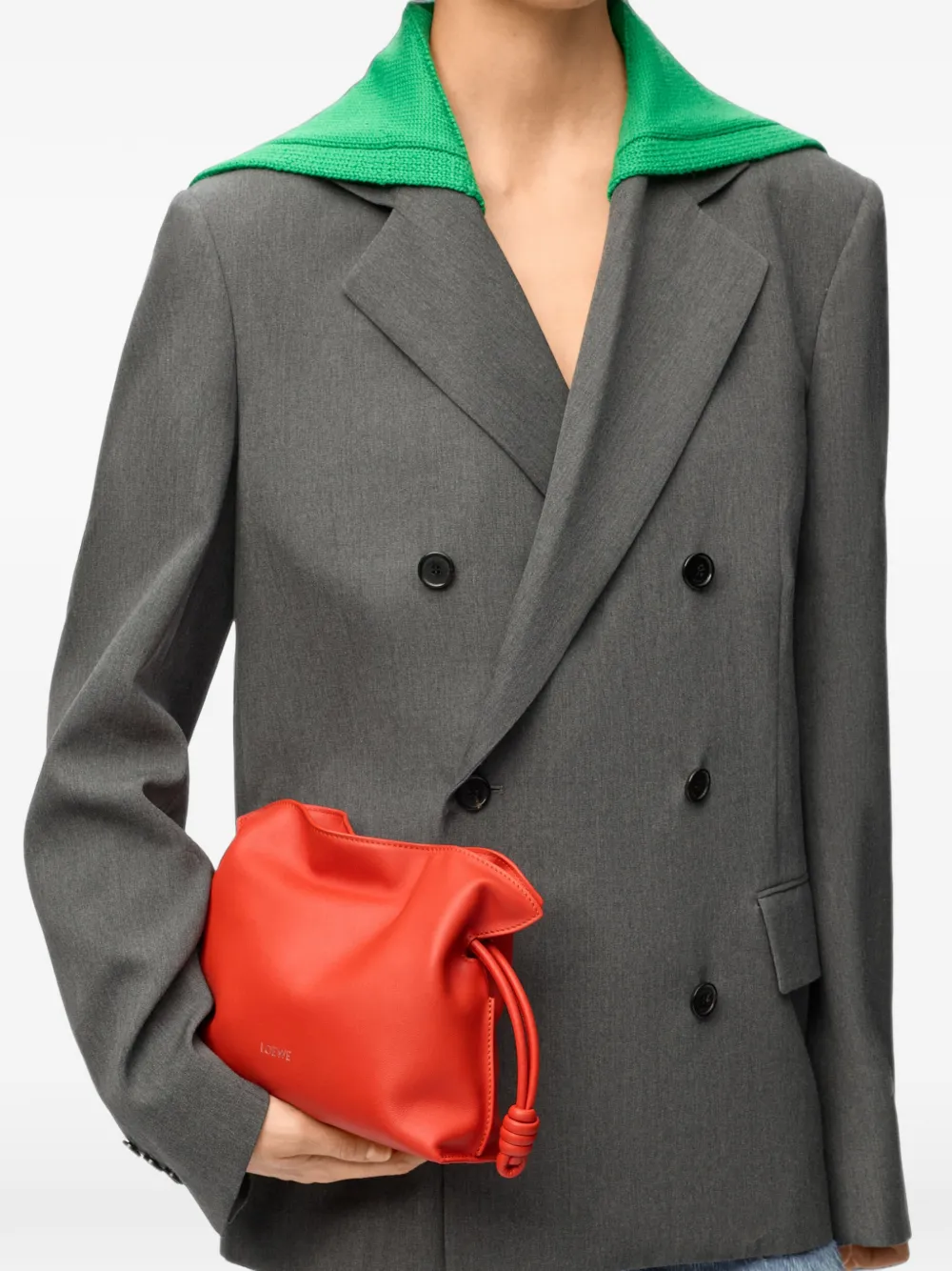 LOEWE Flamenco leren mini clutch Oranje