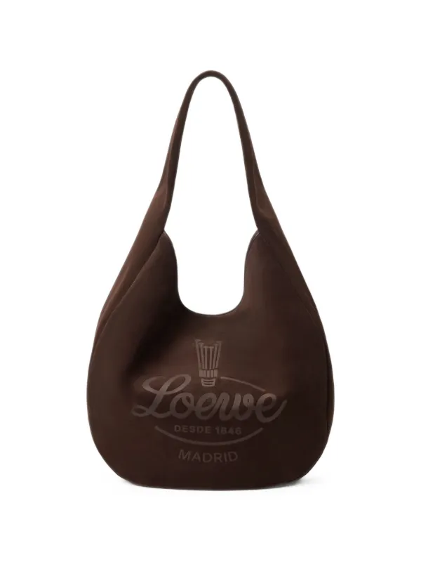 Loewe Roomy Bag in Suede Calfskin in Brown