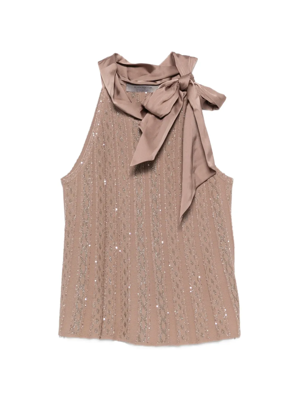 D.Exterior sequin-embellished bow-tie top - Toni neutri