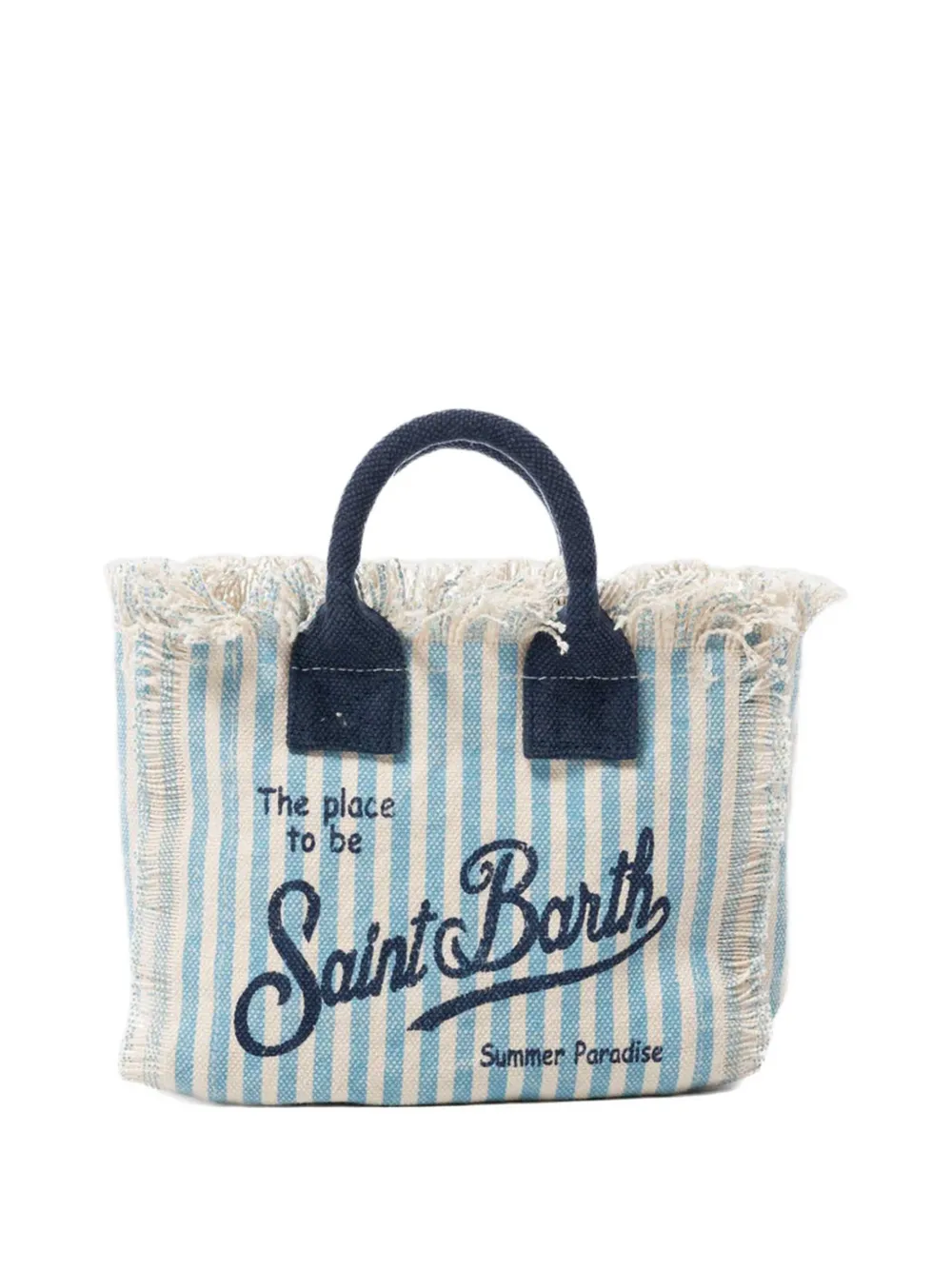 MC2 Saint Barth Kids striped frayed-edge tote bag - Blau