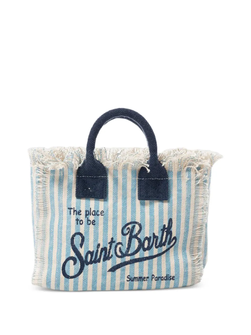 MC2 Saint Barth Kids striped frayed-edge tote bag - Blue