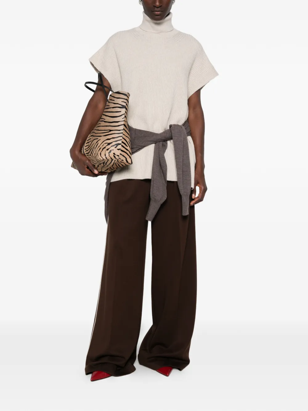 Max Mara MSTCobalto ribbed-knit sleeveless sweater Beige
