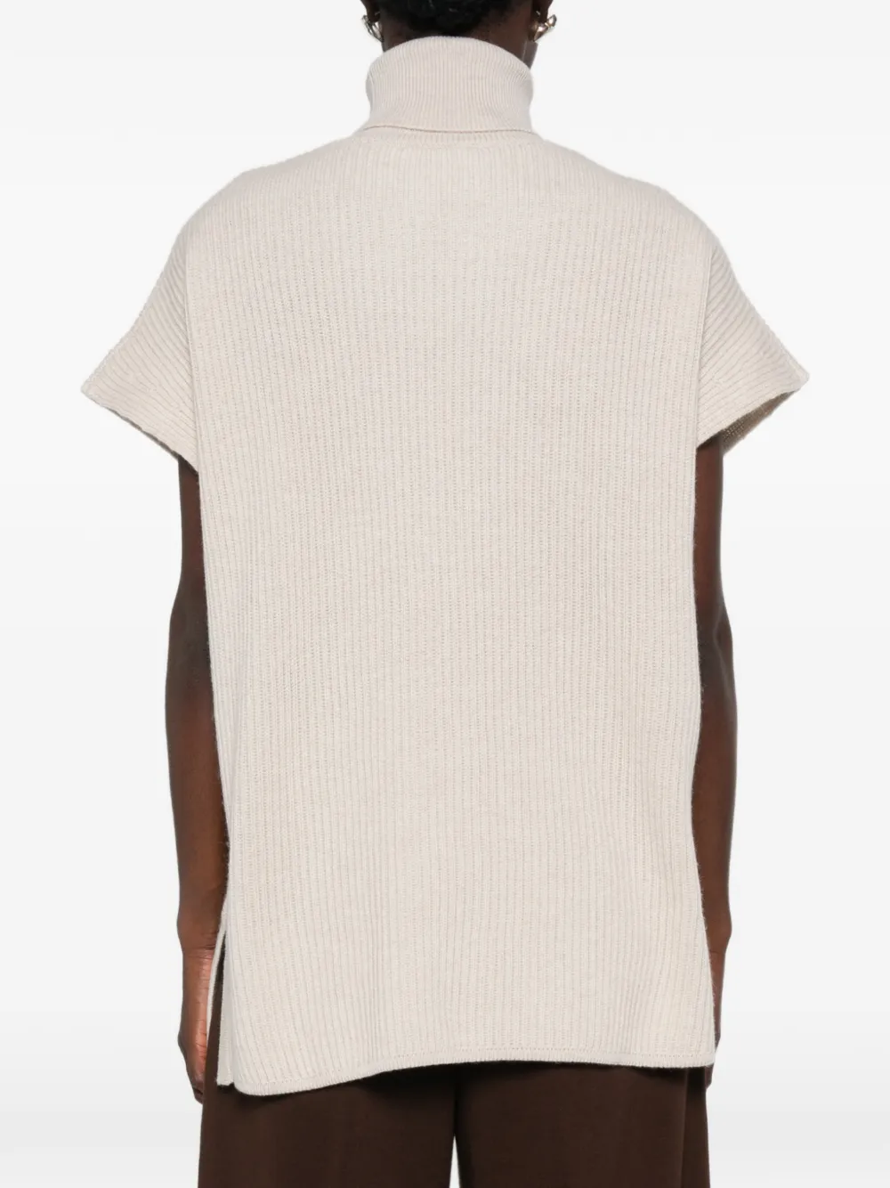 Max Mara MSTCobalto ribbed-knit sleeveless sweater Beige