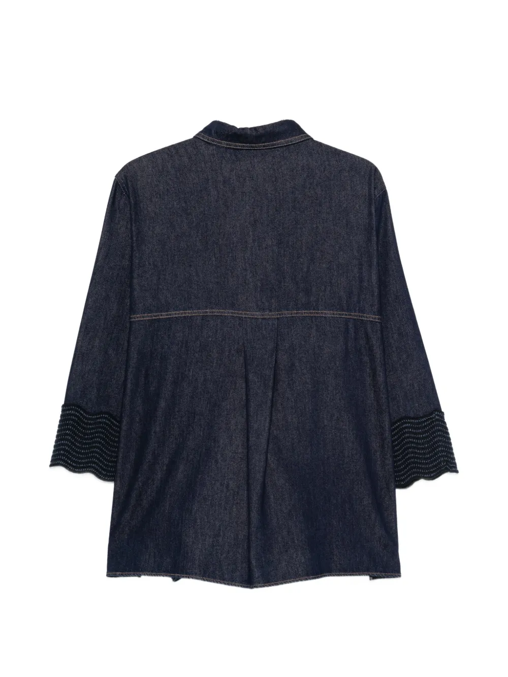 Marina Rinaldi Mrsabissi denim blouse met gewelfde manchetten Blauw