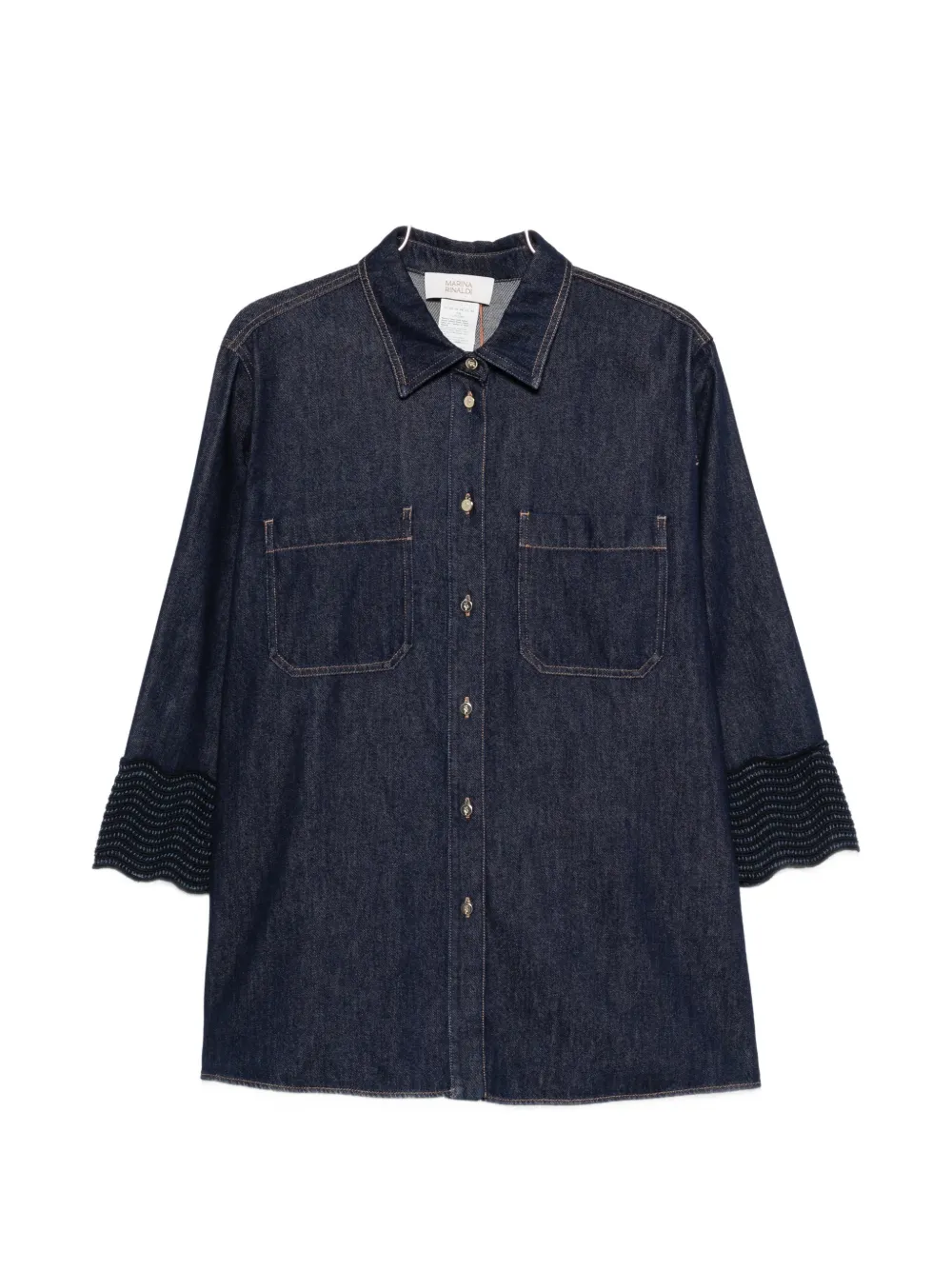 Marina Rinaldi Mrsabissi scalloped-cuff denim shirt - Blau