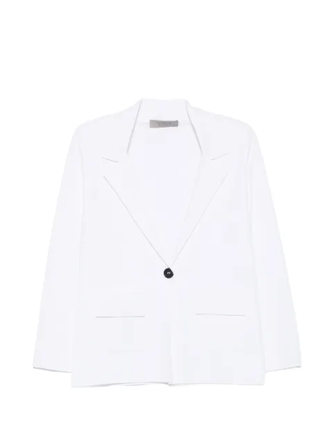 D.Exterior single-button notch-lapels blazer