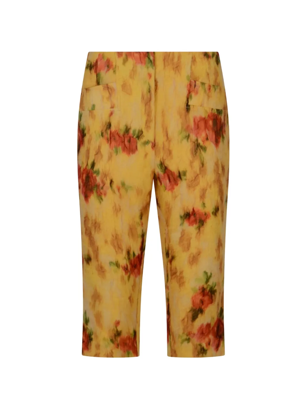 GANNI floral-print capri trousers - Gelb