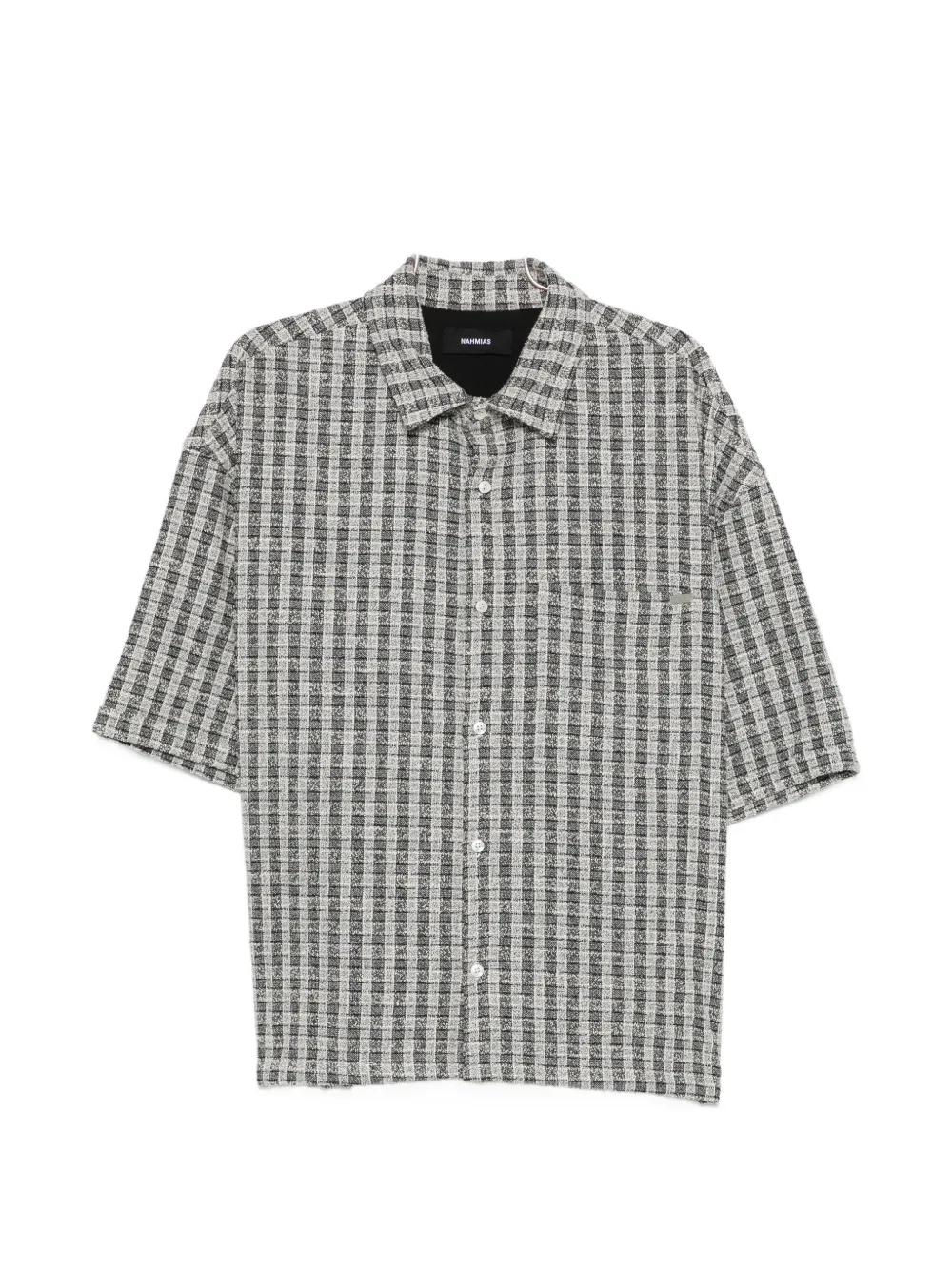 Nahmias check-pattern short-sleeve cropped cotton shirt - Nero