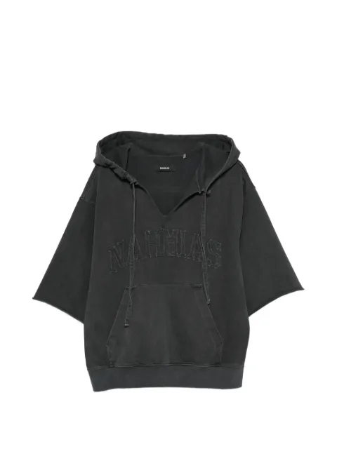Nahmias logo-patch short-sleeve hoodie