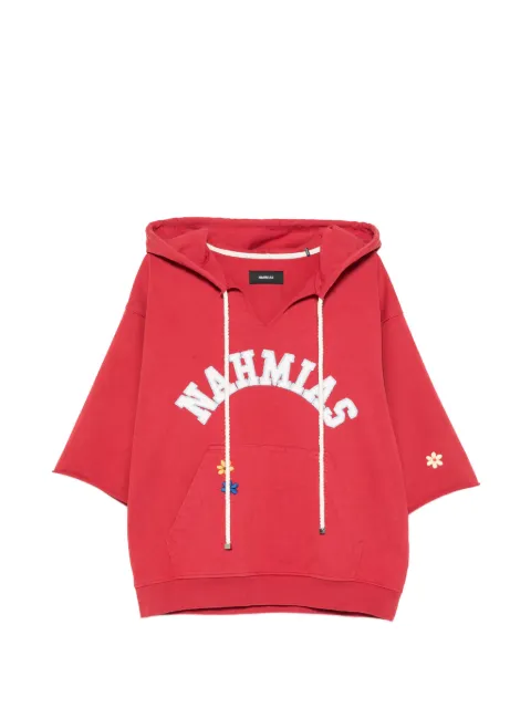 Nahmias logo-patch floral-embroidered hoodie