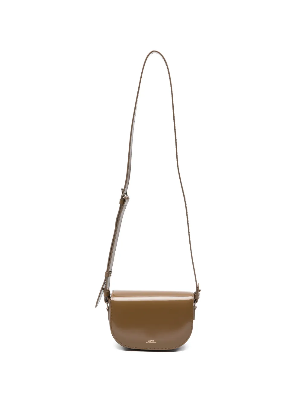 A.P.C. Demi-Lune patent leather crossbody bag - Marrone