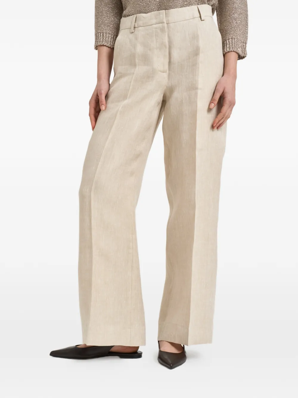 Weekend Max Mara pressed-crease wide-leg trousers - Toni neutri