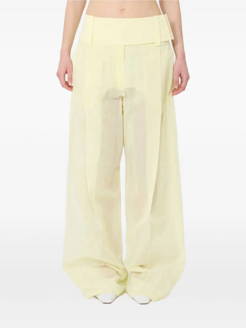 Sportmax Broek met wijde pijpen Geel