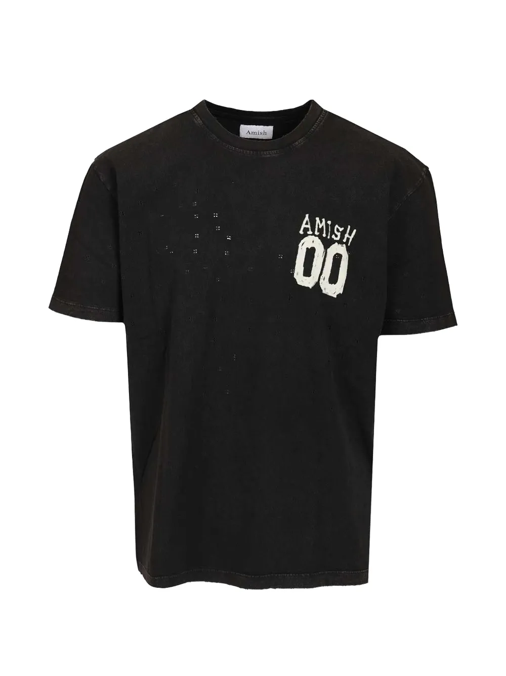 AMISH logo-print distressed t-shirt - Nero