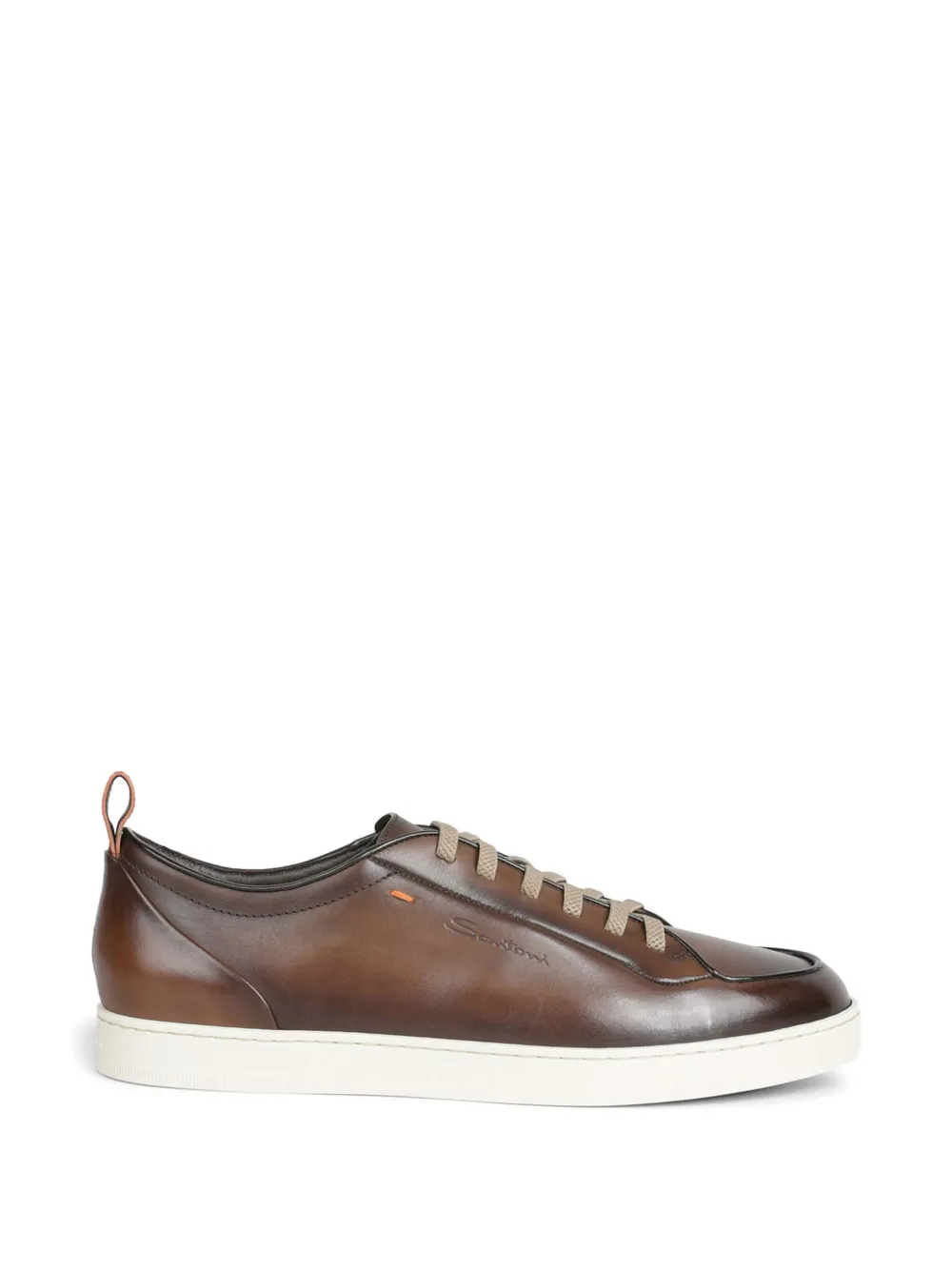 Santoni logo-debossed leather sneakers - Marrone