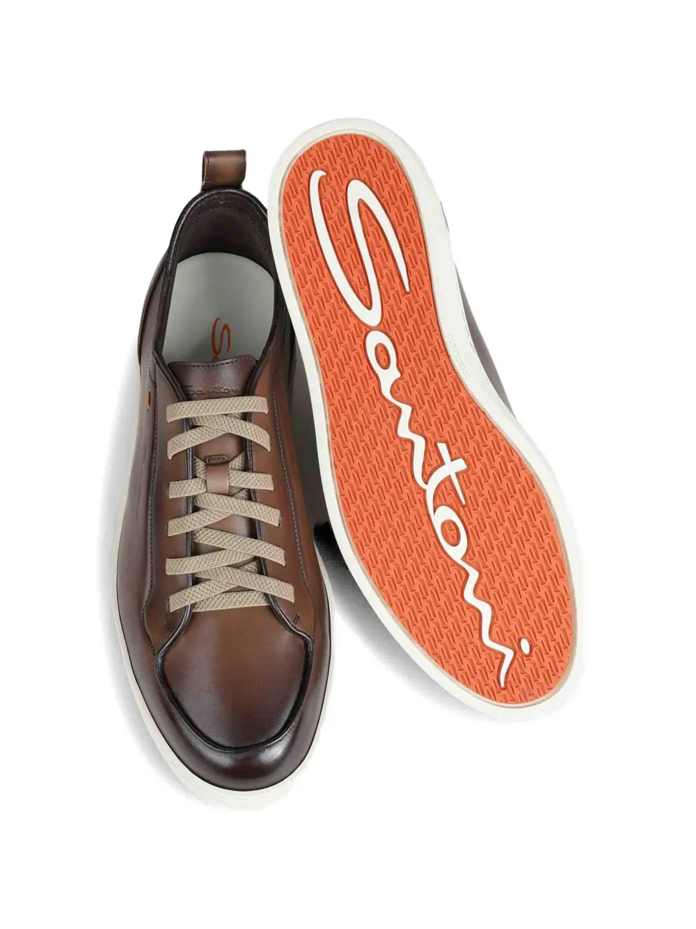 Santoni logo-debossed leather sneakers Bruin