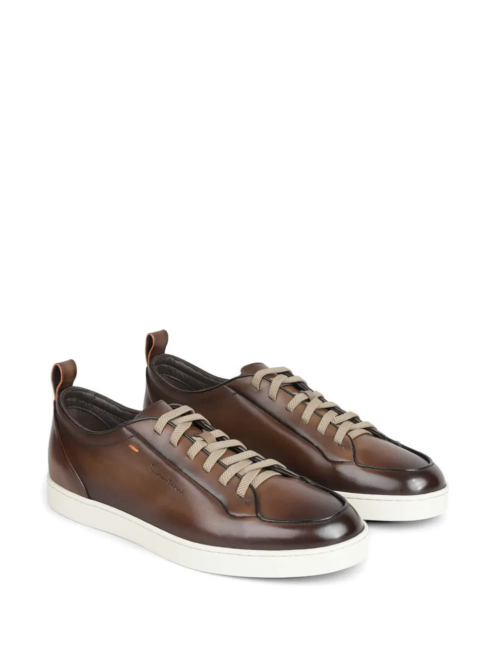 Santoni logo-debossed leather sneakers Bruin