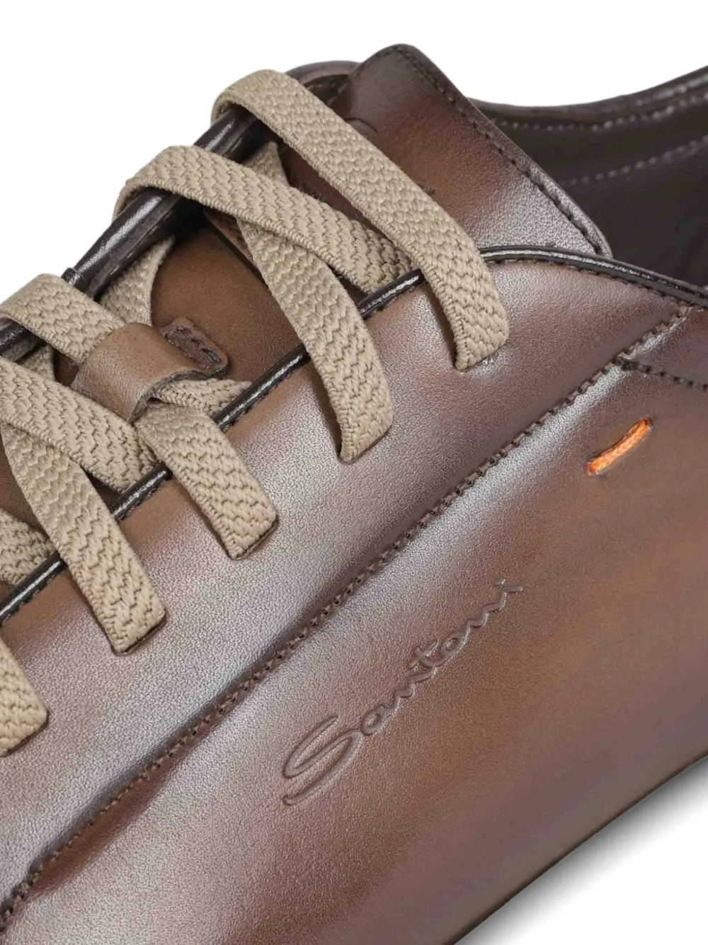 Santoni logo-debossed leather sneakers Bruin