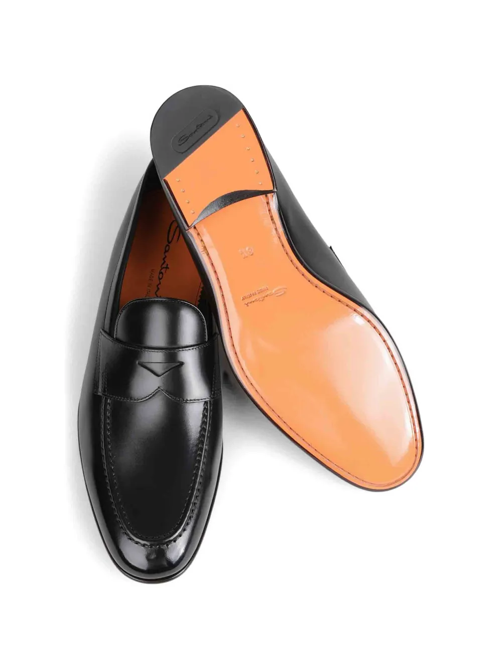 Santoni leather penny loafers Zwart