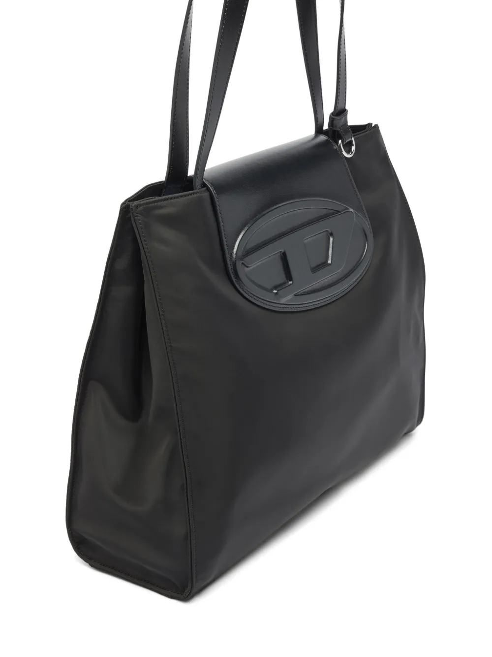 Diesel 1DR shopper in nylon met leren omslag Zwart