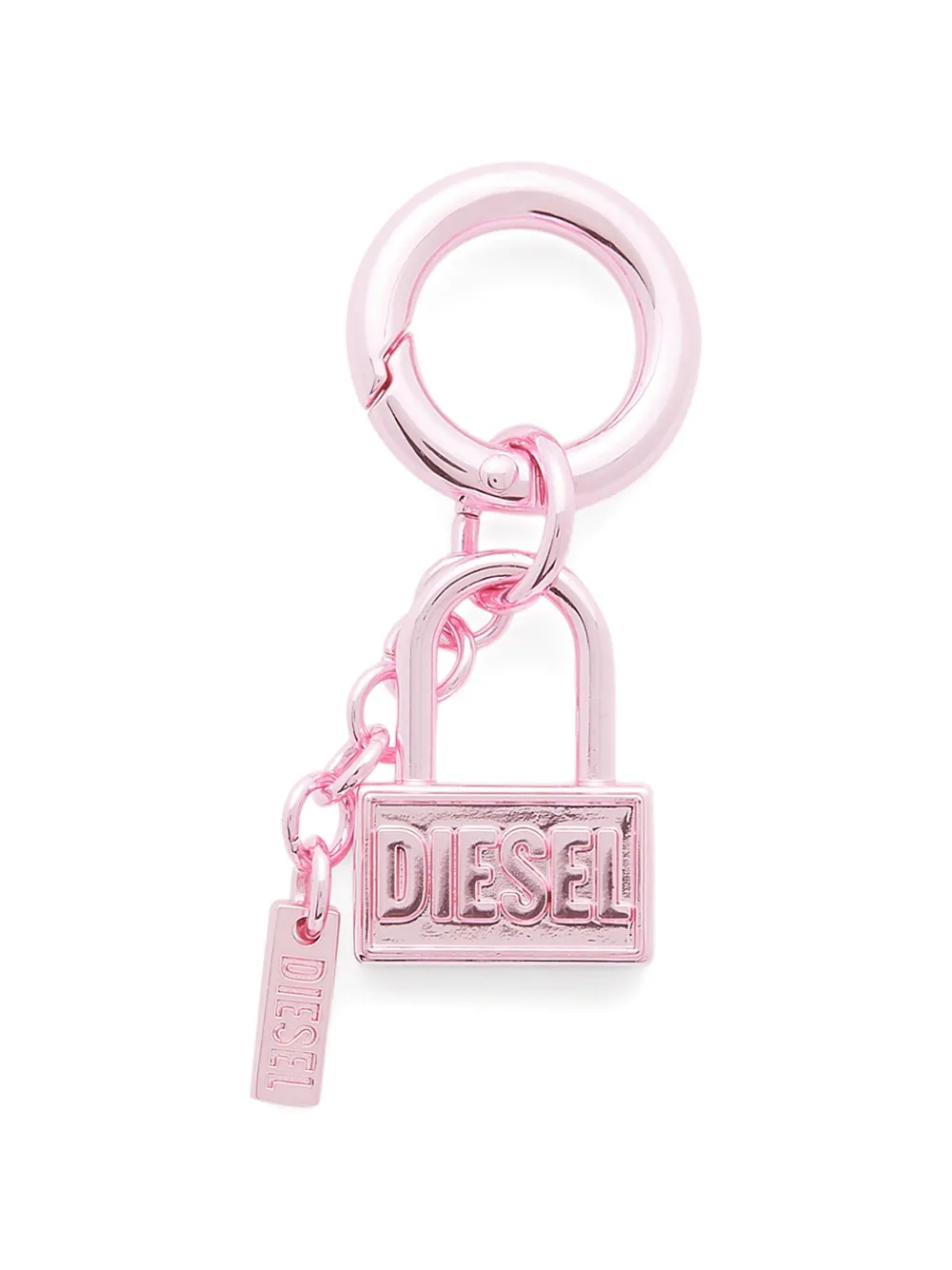 Diesel Padlock-pendant Logo-plaque Keychain In Pink