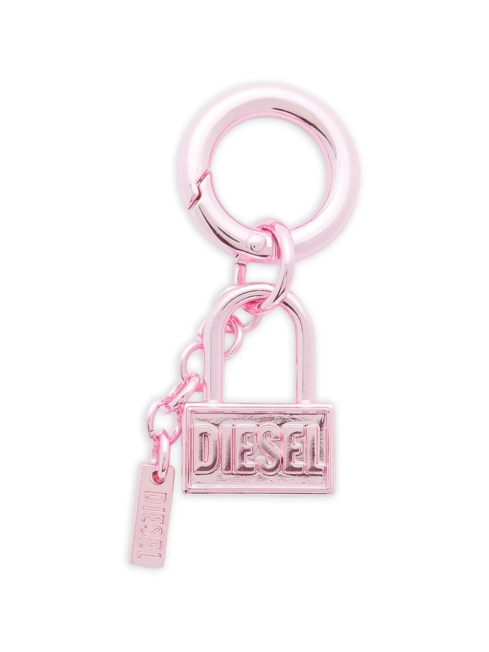 Diesel Portachiavi in metallo con ciondolo lucchetto - Rosa
