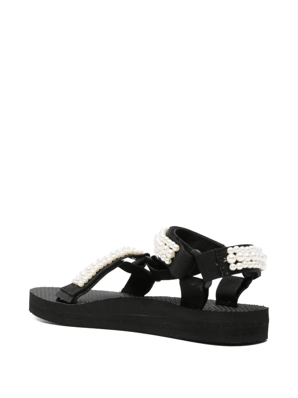 Arizona Love faux-pearl embellished touch-strap sandals Zwart