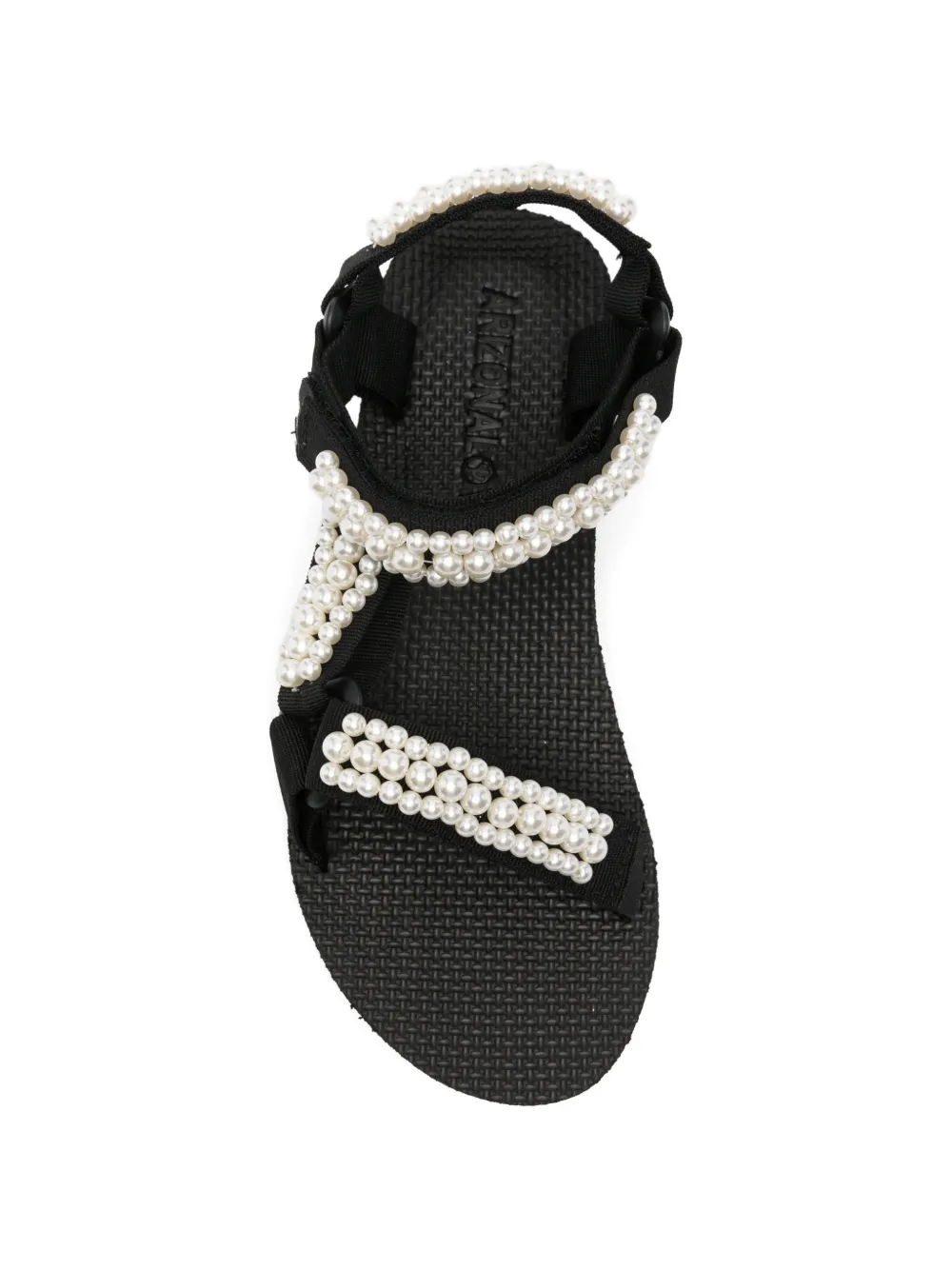 Arizona Love faux-pearl embellished touch-strap sandals Zwart