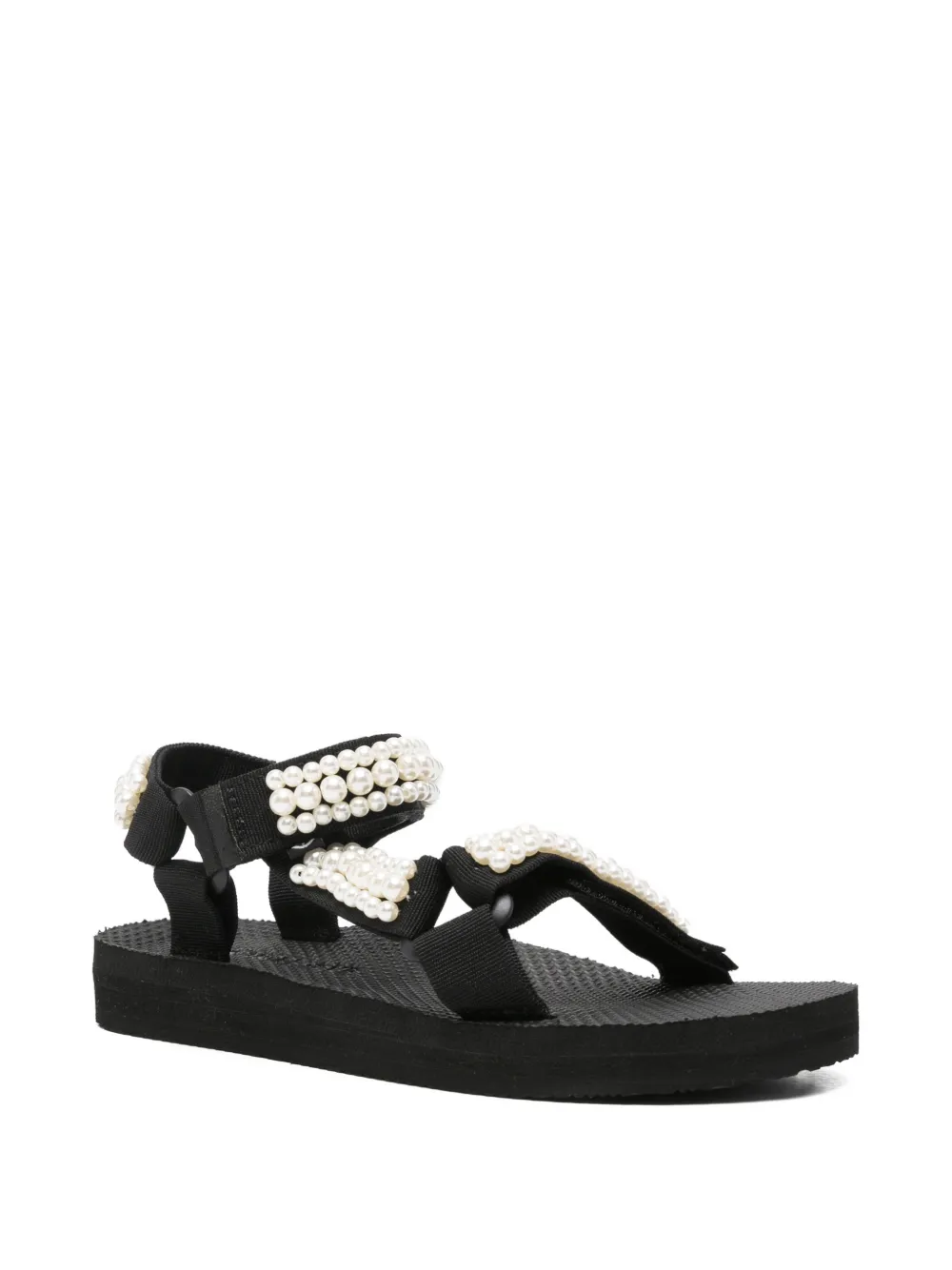 Arizona Love faux-pearl embellished touch-strap sandals Zwart