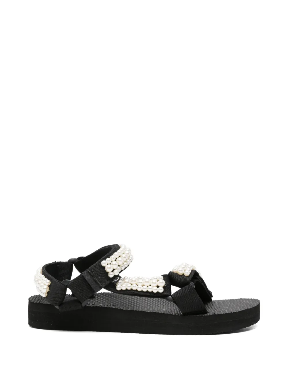 Arizona Love faux-pearl embellished touch-strap sandals Zwart