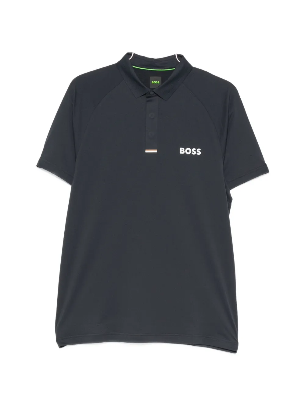 BOSS logo-print raglan-sleeve polo shirt - Blau